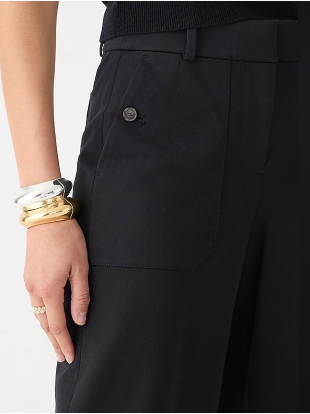 J.Crew Sydney Wide Leg Crop Pants Black 2P Petite High Rise Stretch NWT Womens - Picture 12 of 13